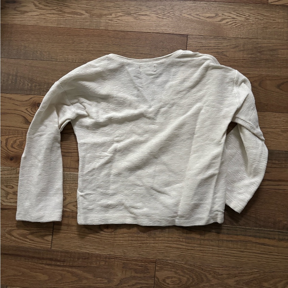 Madewell Cream V-Neck Textured 3/4 Sleeve Top - Picture 5 of 5